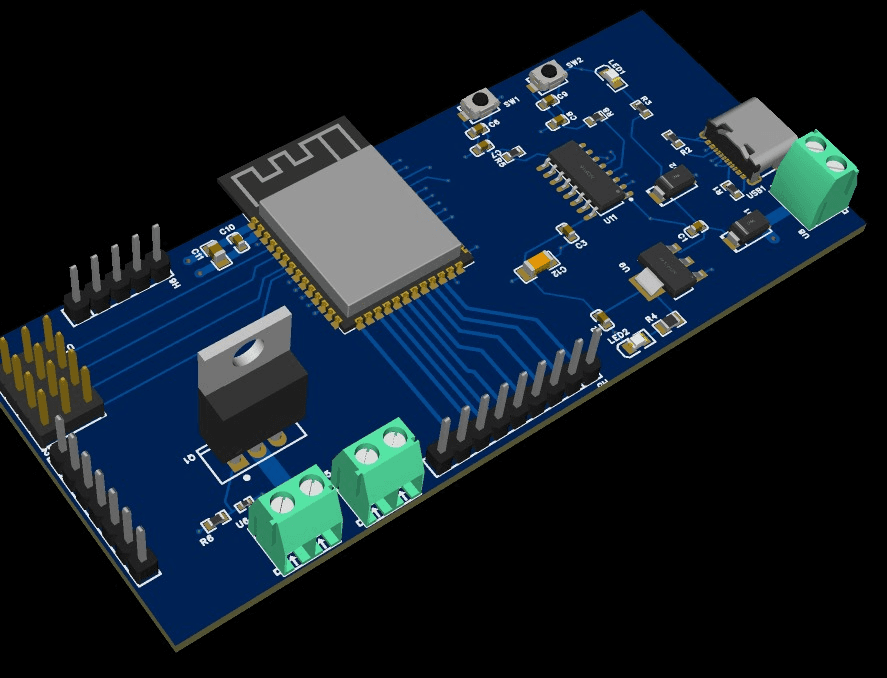 The second iteration of the custom Farmatic ESP32 board